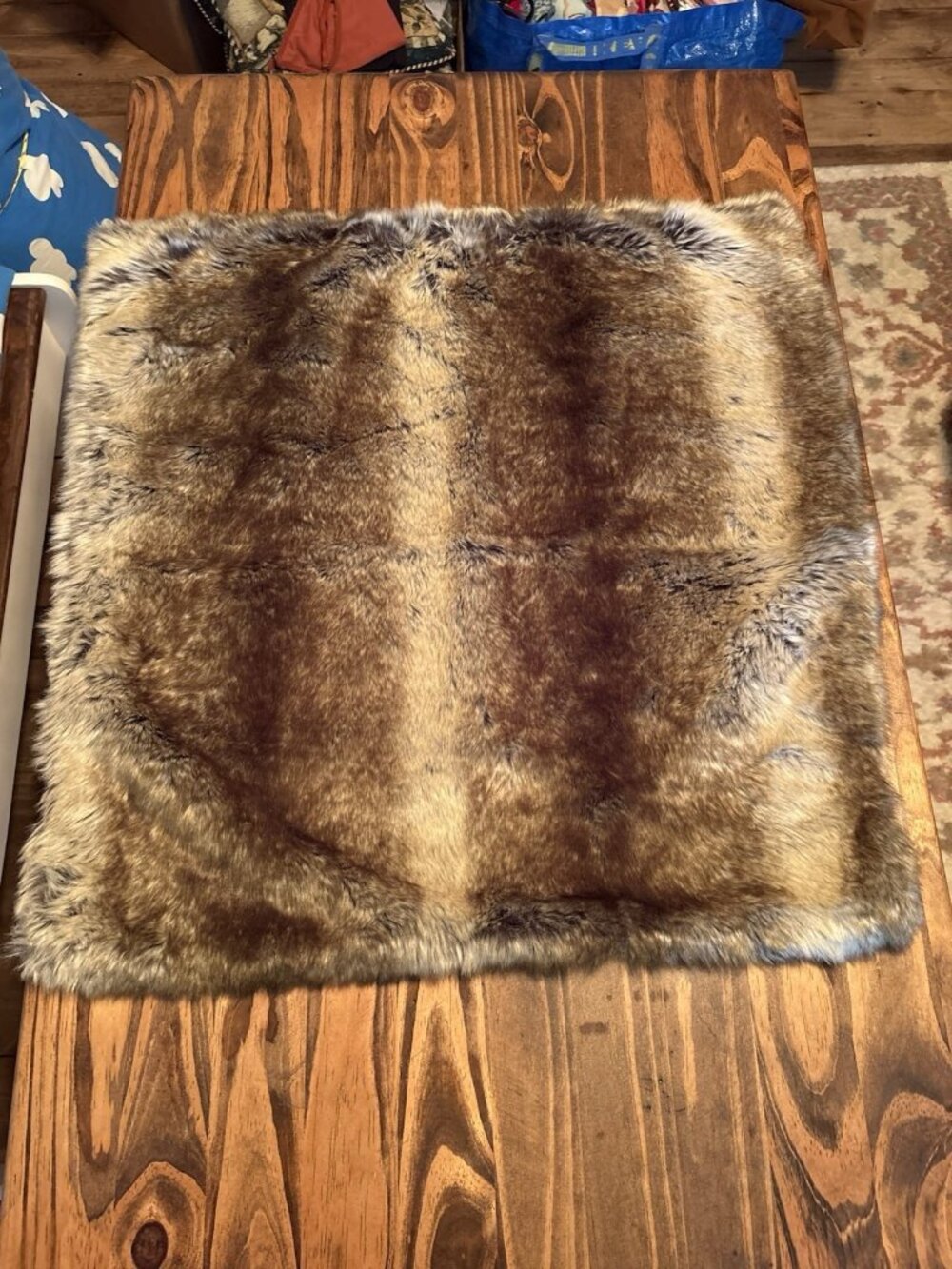 Pottery Barn Brown Carmel Faux Fur Throw Pillow Cover  26 x 26" Euro Sham